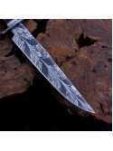 Handmade Damascus steel Feather Pattern Bowie Knife
