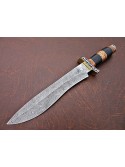 15'' Custom Handmade Damascus Steel Bowie Hunting Knife By Mortal Blades