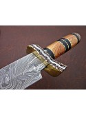 15'' Custom Handmade Damascus Steel Bowie Hunting Knife By Mortal Blades