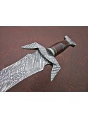 15'' Custom Handmade Damascus Steel Dagger Knife With Rose Wood Handle By Mortal Blades