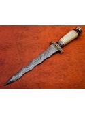 15'' Custom Handmade Damascus Steel Dagger Knife With Camel Bone Handle By Mortal Blades