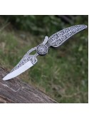 Handmade Damascus Pocket Knife With Hand engraved Handle