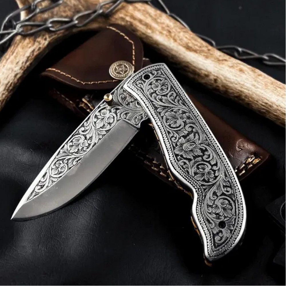 Hand Engraved Folding Knife – Custom Pocket Knife | Personalized Knifez