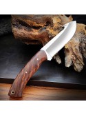 Handmade D2 Steel Gut Hook Knife – Full Tang Fixed Blade With Wood Handle