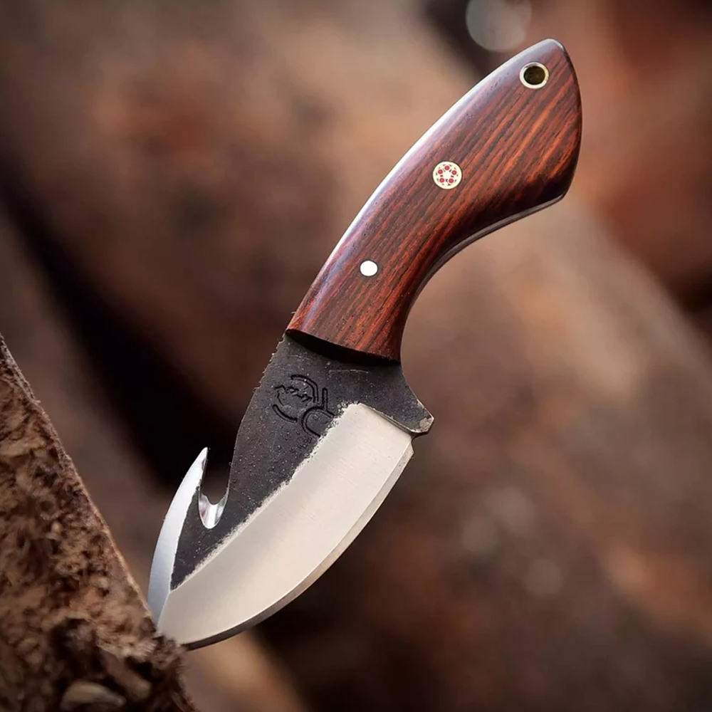 High carbon steel gut hook Hunting Knife