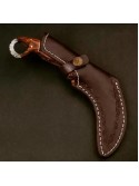 Custom Handmade Damascus Steel Karambit Hunting Knife With Leather Sheath 