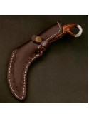 Custom Handmade Damascus Steel Karambit Hunting Knife With Leather Sheath 