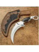 Karambit Knife – D2 Steel Blade with Steel Guard and Leather Sheath 