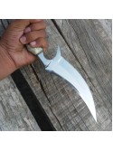 2 tool steel mirror polished karambit knife sheep horn