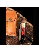 6.5” Handmade Damascus Steel Pocket Knife - Foldable Design With Damascus Steel, Resin & Red Stained Wood Handle