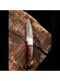 6” Hand Made Damascus Steel Pocket Knife With Engraved Steel & Patterned Walnut Wooden Handle