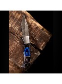 6” Hand Made Damascus Steel Pocket Knife for Camping with Black & Blue Premium Dollar Sheath Handle