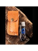 6” Hand Made Damascus Steel Pocket Knife for Camping with Black & Blue Premium Dollar Sheath Handle