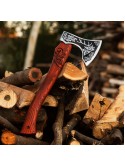 Custom Gift Carbon Steel Forest Viking Axe with Rose Wood Shaft, Viking Bearded Camping Axe,