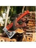 Custom Gift Carbon Steel Forest Viking Axe with Rose Wood Shaft, Viking Bearded Camping Axe,