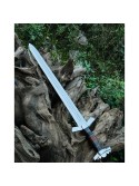 Handmade Forged Medieval Knight Templar Damascus Steel Sword With Leather Cover