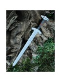 Handmade Forged Medieval Knight Templar Damascus Steel Sword With Leather Cover