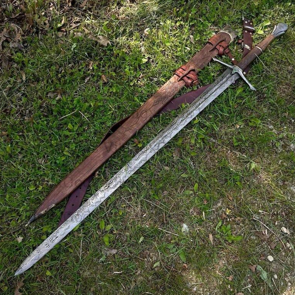 Hand-Forged Elven Long sword- Handmade Art - Handmade Damascus steel blade 